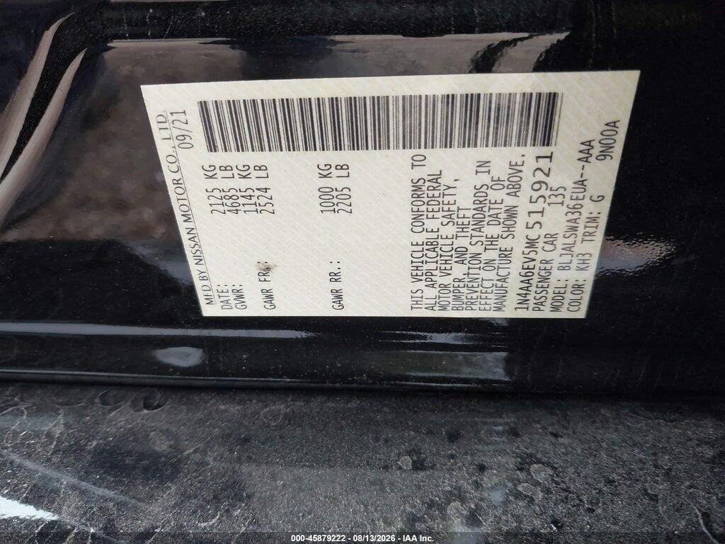 1N4AA6EV5MC515921 2021 NISSAN MAXIMA photo no. 9