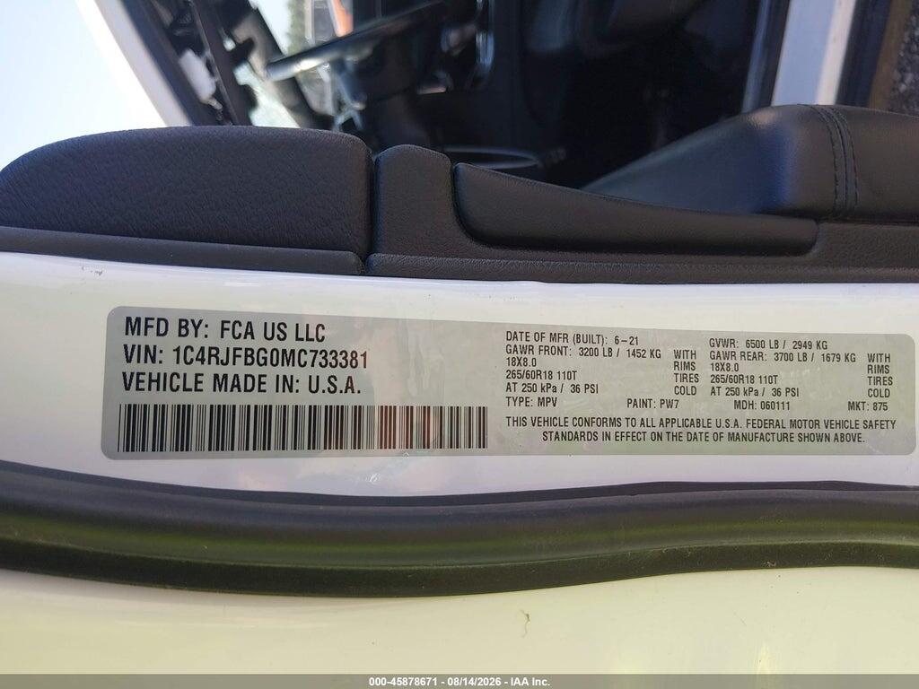 1C4RJFBG0MC733381 2021 JEEP GRAND CHEROKEE photo no. 8