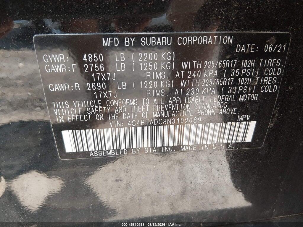 4S4BTADC8N3102089 2022 SUBARU OUTBACK photo no. 9