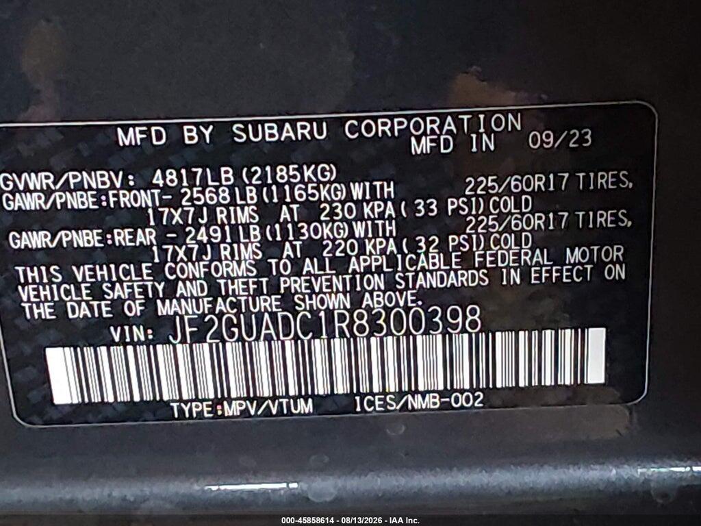 JF2GUADC1R8300398 2024 SUBARU CROSSTREK photo no. 9