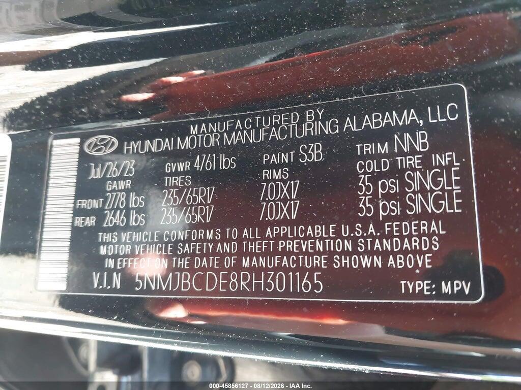 5NMJBCDE8RH301165 2024 HYUNDAI TUCSON photo no. 9