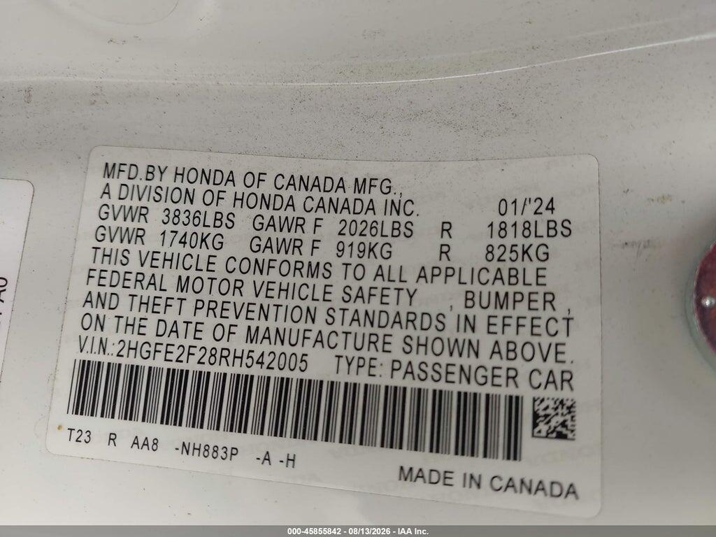 2HGFE2F28RH542005 2024 HONDA CIVIC photo no. 9