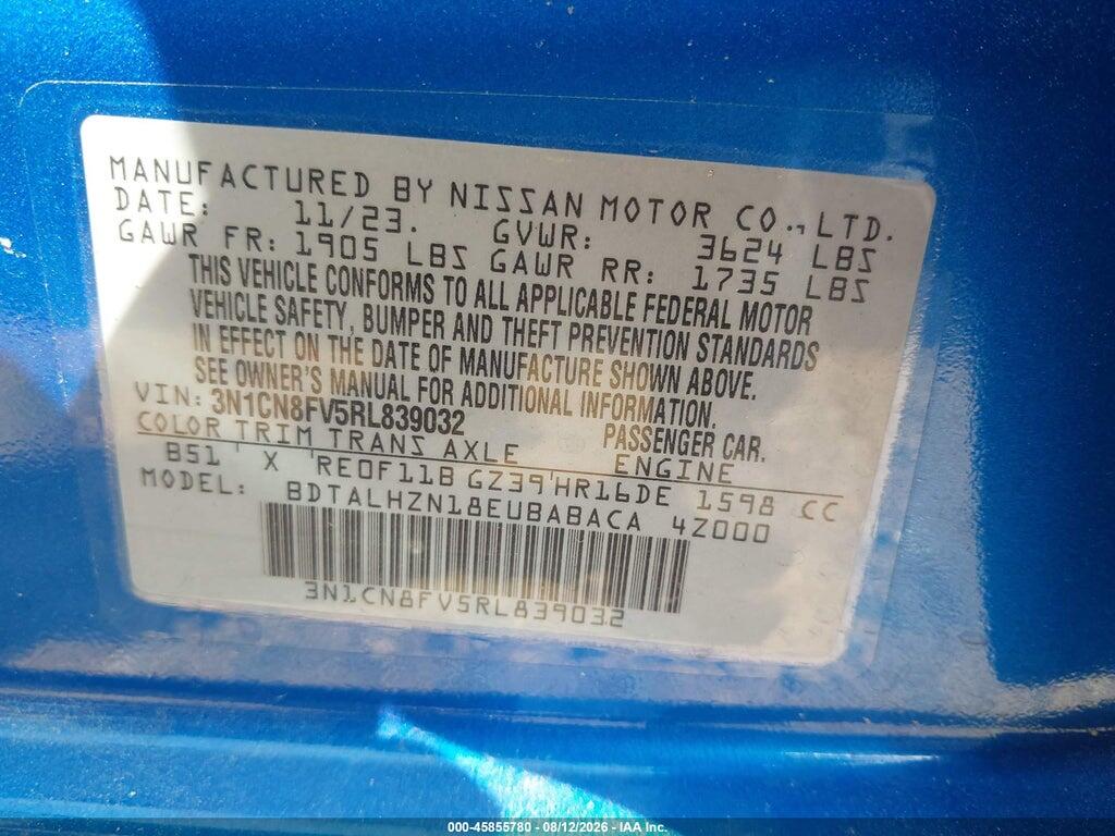 3N1CN8FV5RL839032 2024 NISSAN VERSA photo no. 9