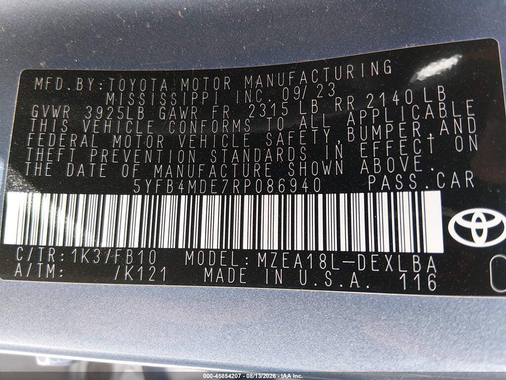 5YFB4MDE7RP086940 2024 TOYOTA COROLLA photo no. 9