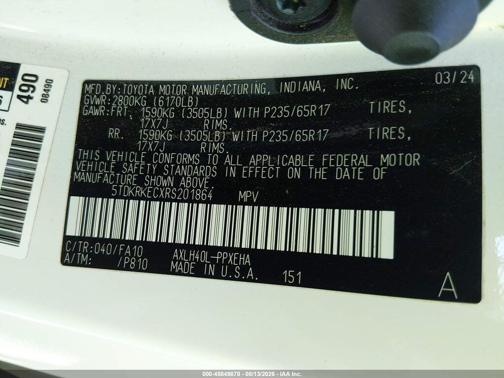5TDKRKECXRS201864 2024 TOYOTA SIENNA photo no. 9