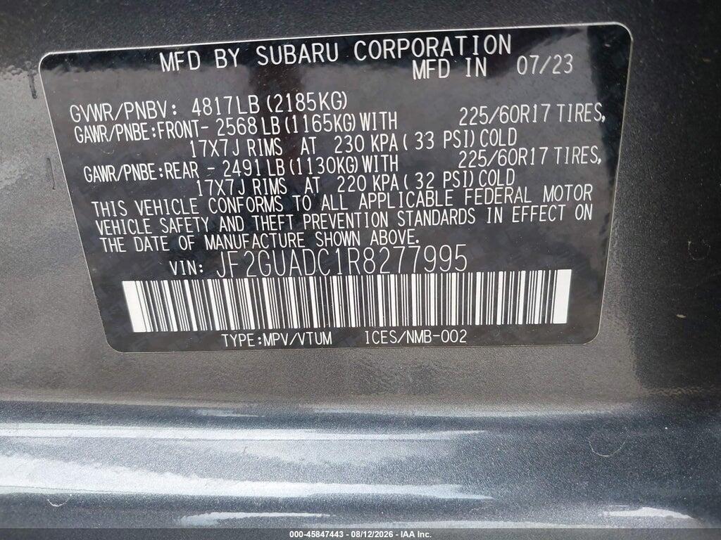 JF2GUADC1R8277995 2024 SUBARU CROSSTREK photo no. 9
