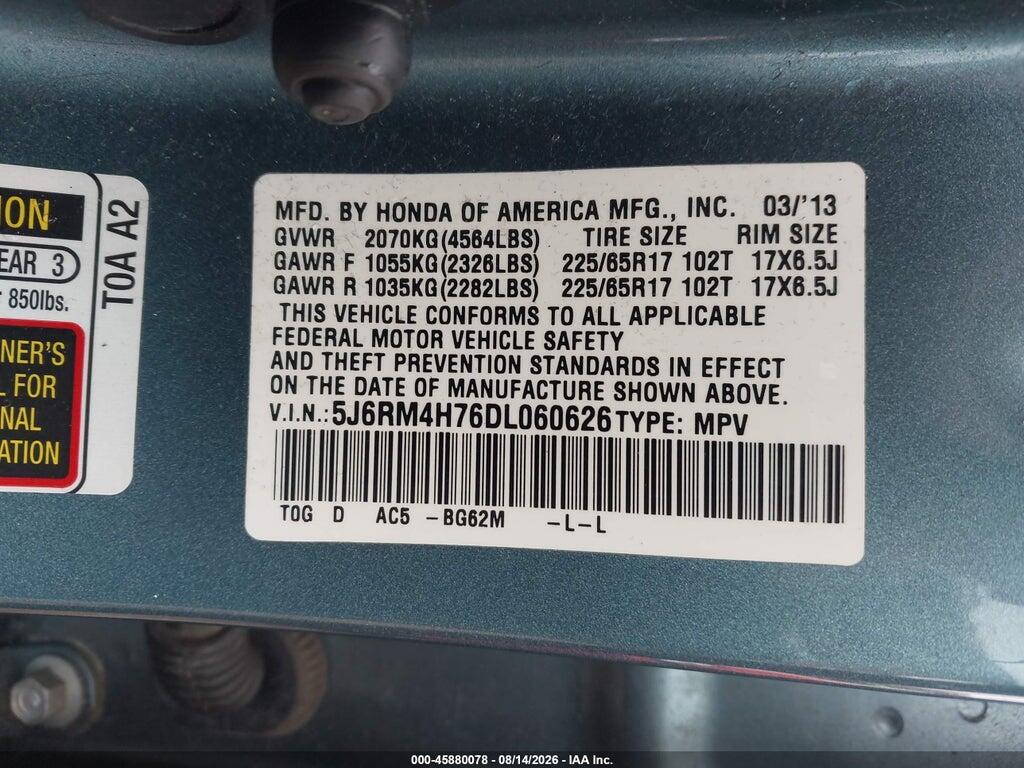 5J6RM4H76DL060626 2013 HONDA CR-V photo no. 9