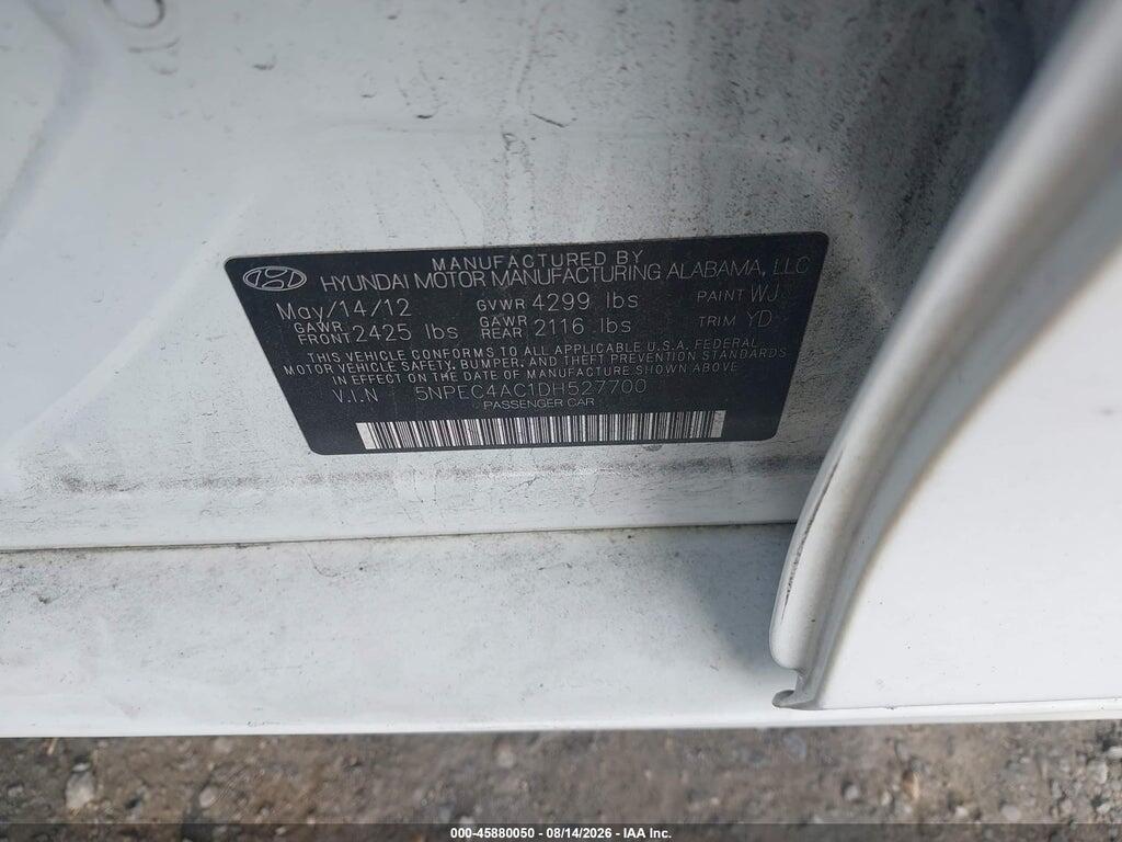 5NPEC4AC1DH527700 2013 HYUNDAI SONATA photo no. 9