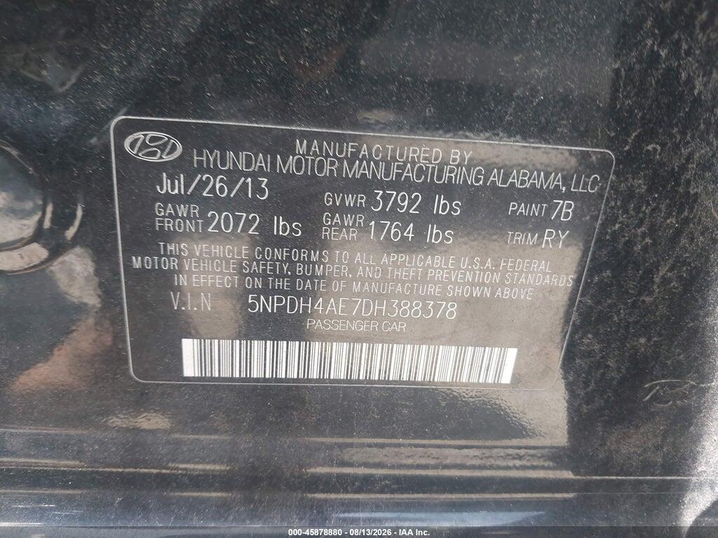 5NPDH4AE7DH388378 2013 HYUNDAI ELANTRA photo no. 9
