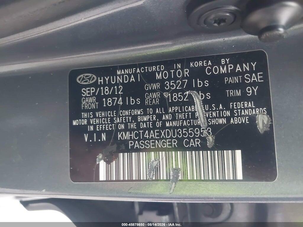 KMHCT4AEXDU355953 2013 HYUNDAI ACCENT photo no. 9