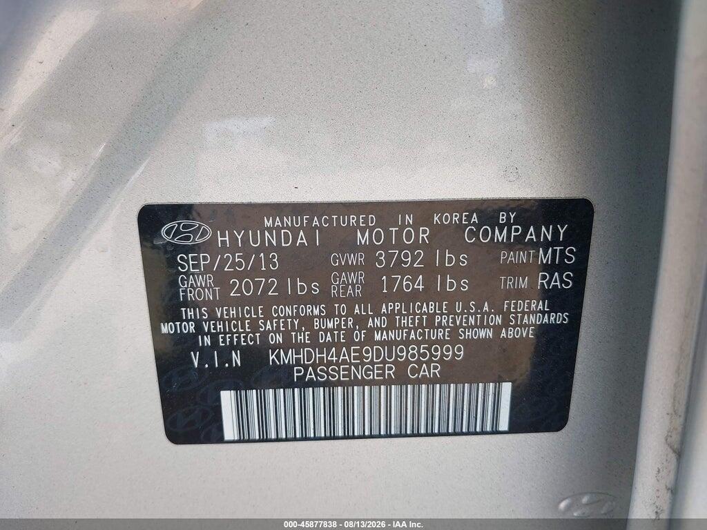 KMHDH4AE9DU985999 2013 HYUNDAI ELANTRA photo no. 9