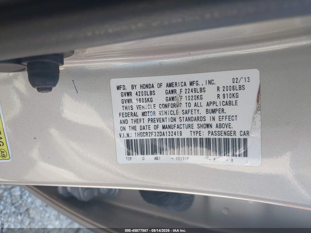 1HGCR2F32DA132419 2013 HONDA ACCORD photo no. 9