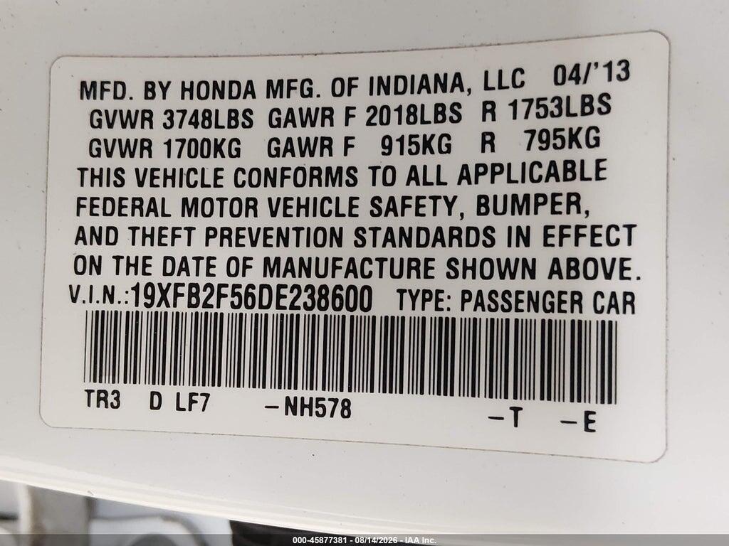 19XFB2F56DE238600 2013 HONDA CIVIC photo no. 9