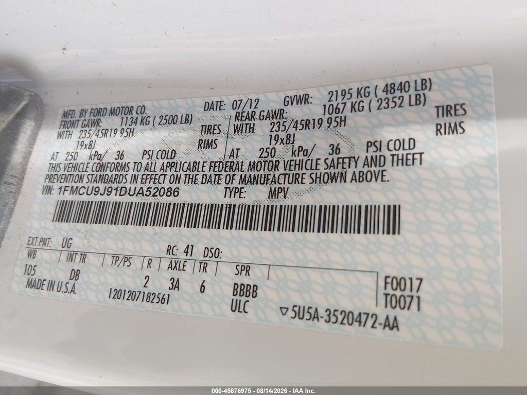 1FMCU9J91DUA52086 2013 FORD ESCAPE photo no. 9