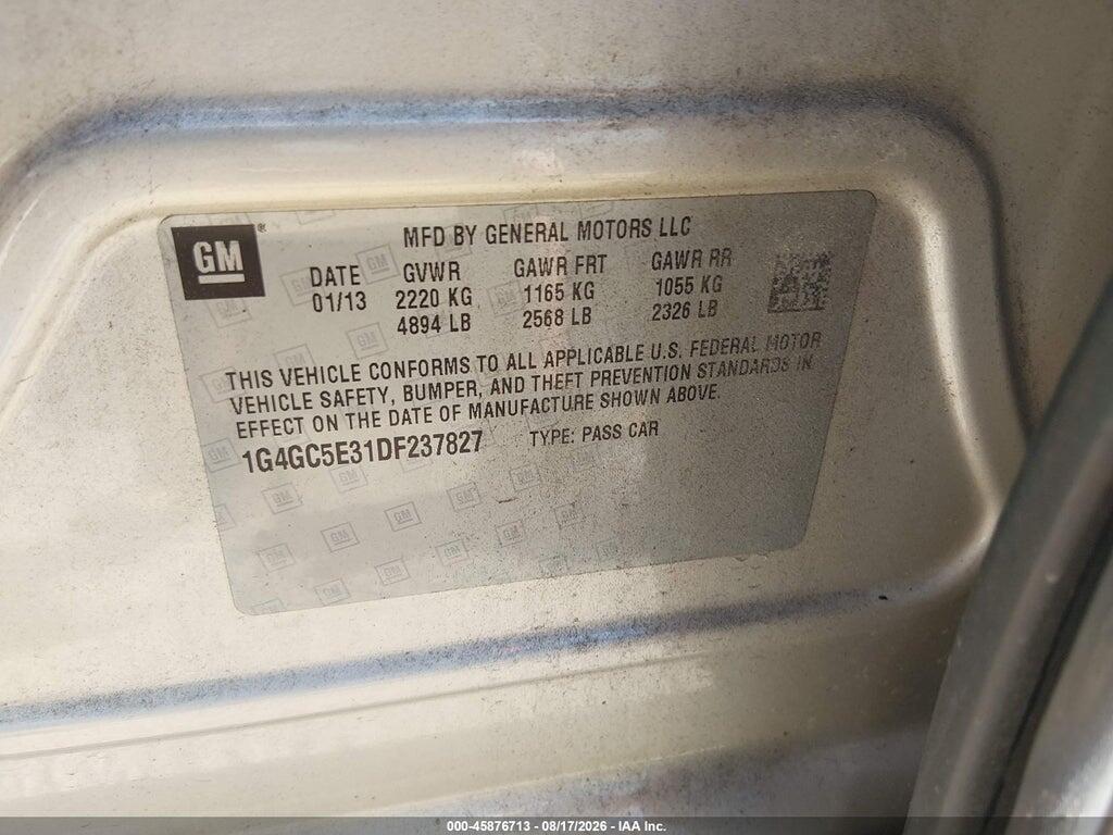 1G4GC5E31DF237827 2013 BUICK LACROSSE photo no. 9