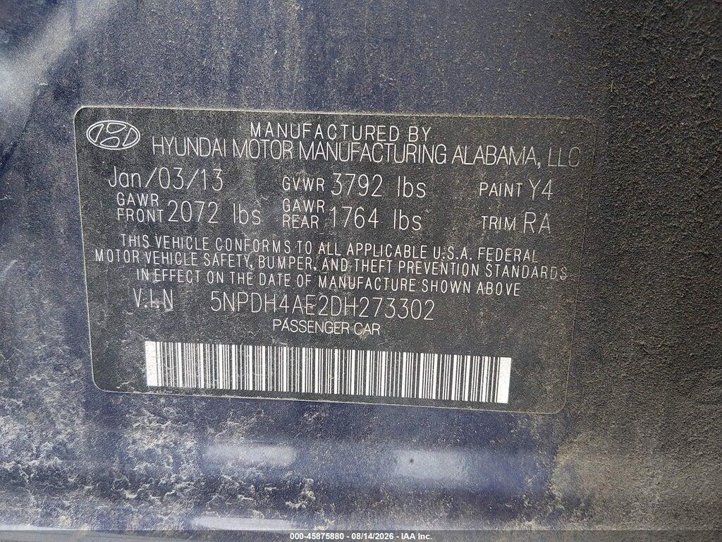 5NPDH4AE2DH273302 2013 HYUNDAI ELANTRA photo no. 9
