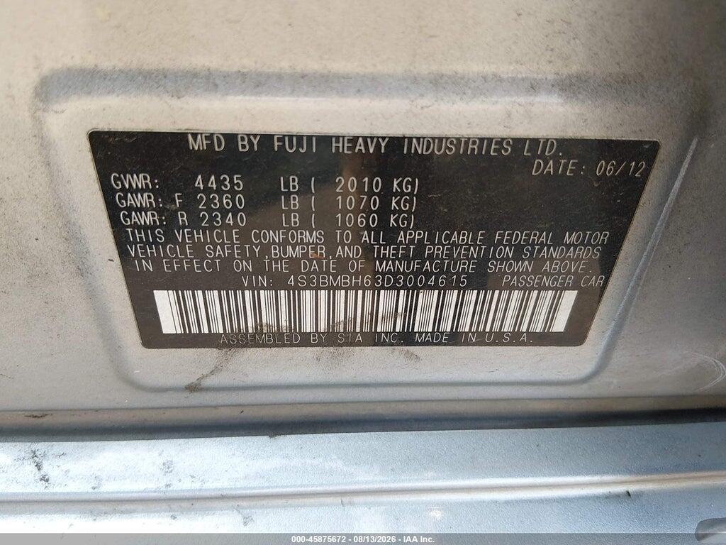 4S3BMBH63D3004615 2013 SUBARU LEGACY photo no. 9