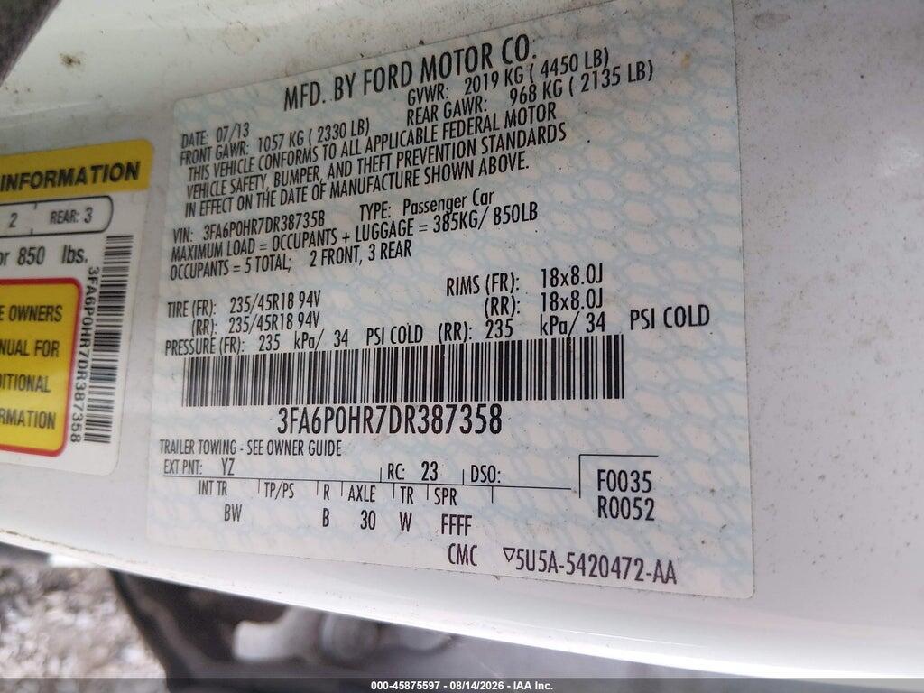 3FA6P0HR7DR387358 2013 FORD FUSION photo no. 9