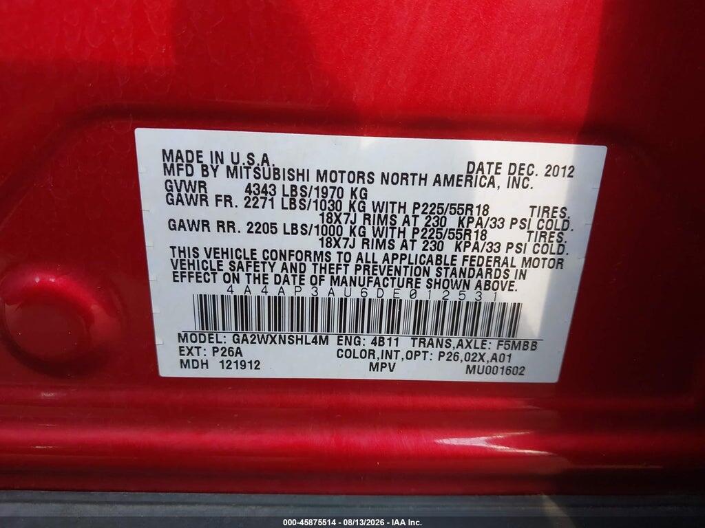 4A4AP3AU6DE012531 2013 MITSUBISHI OUTLANDER SPORT photo no. 9