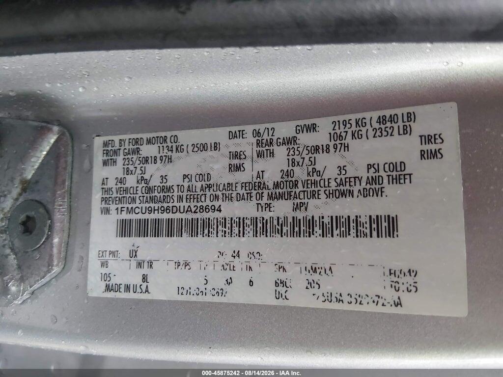 1FMCU9H96DUA28694 2013 FORD ESCAPE photo no. 9