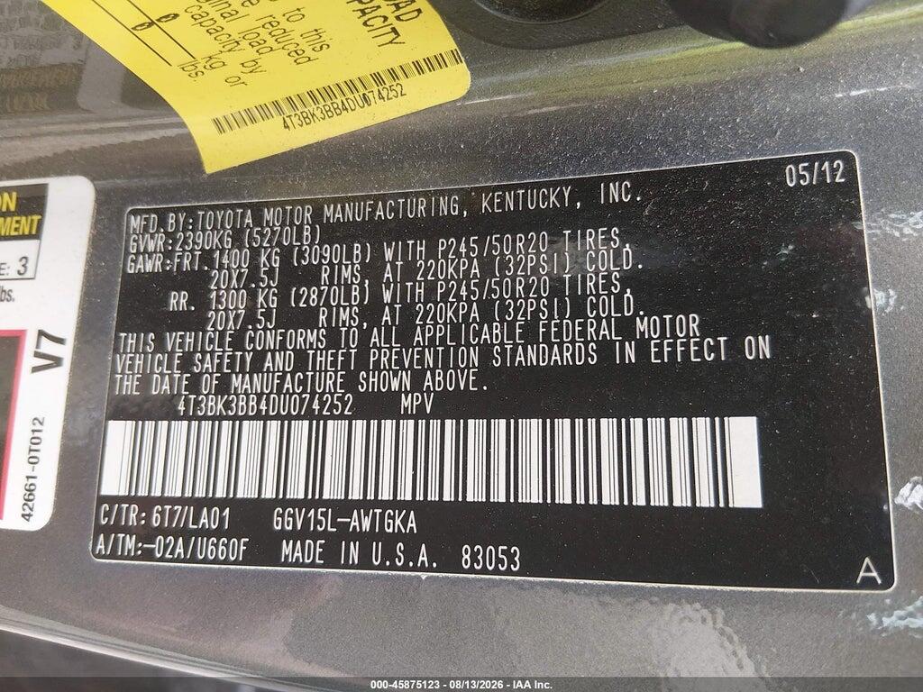 4T3BK3BB4DU074252 2013 TOYOTA VENZA photo no. 9