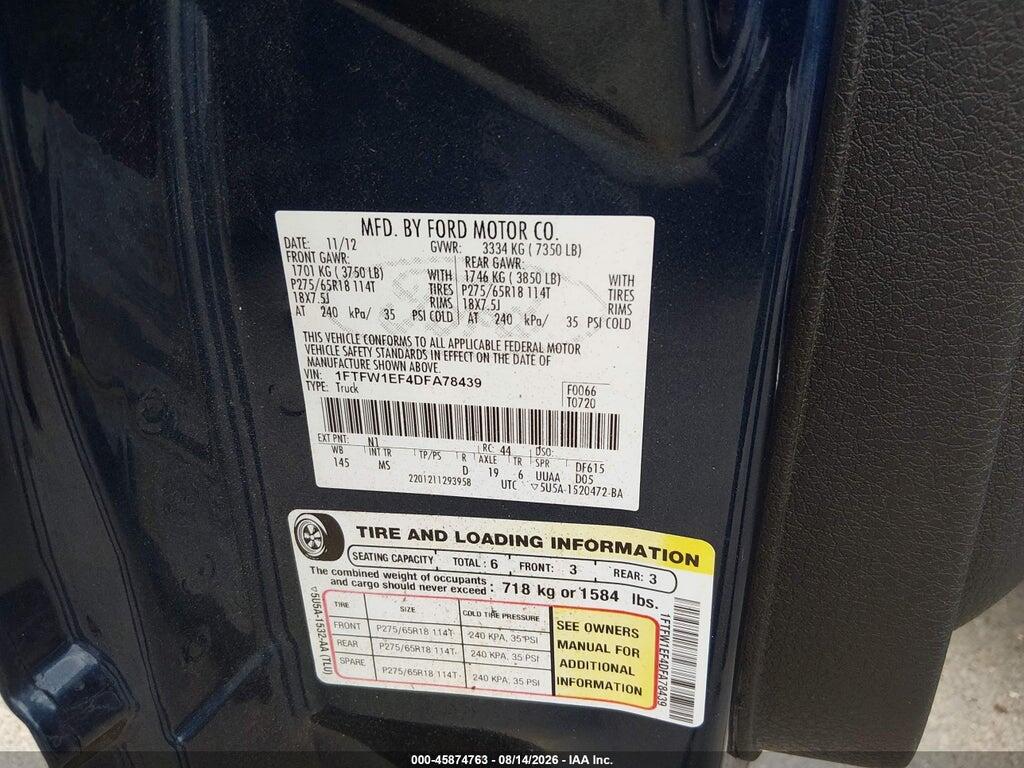 1FTFW1EF4DFA78439 2013 FORD F-150 photo no. 9
