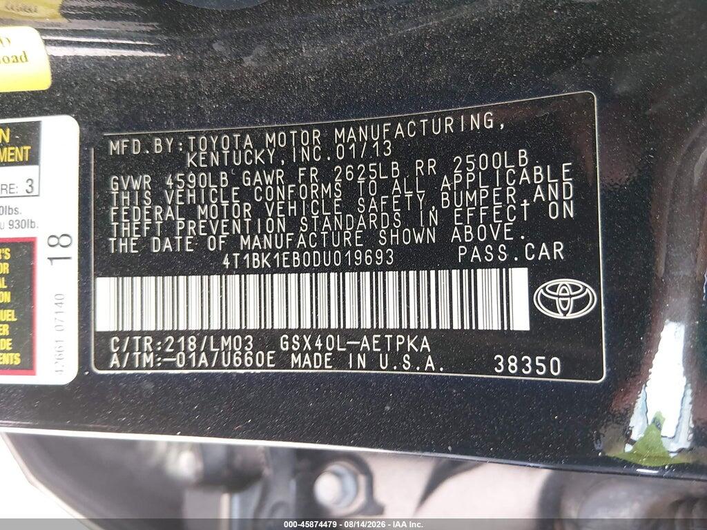 4T1BK1EB0DU019693 2013 TOYOTA AVALON photo no. 9