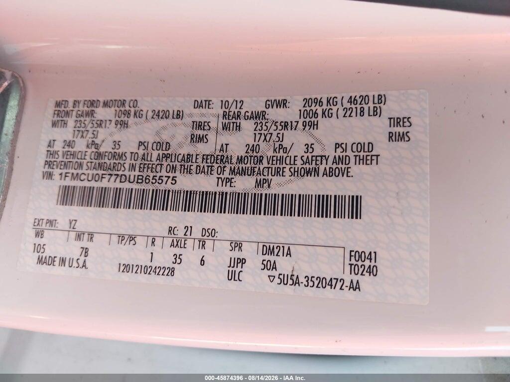 1FMCU0F77DUB65575 2013 FORD ESCAPE photo no. 9