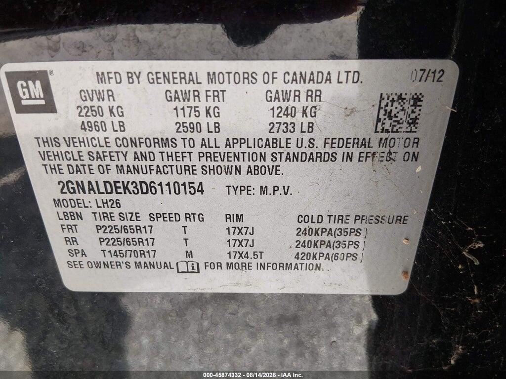 2GNALDEK3D6110154 2013 CHEVROLET EQUINOX photo no. 9