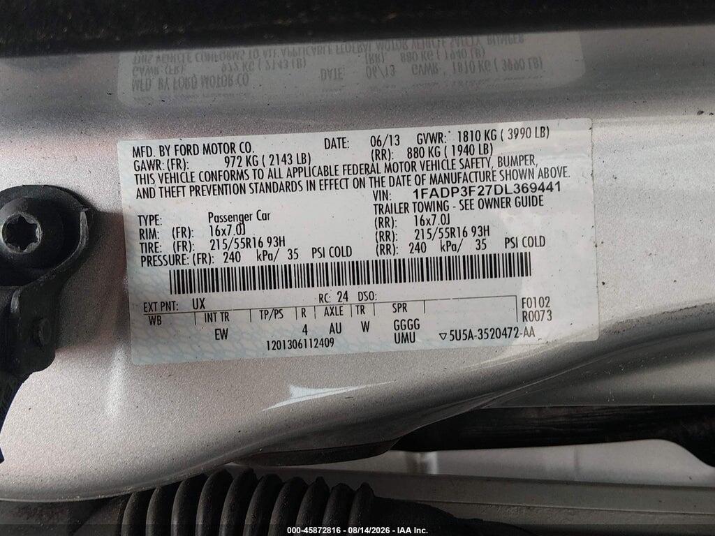 1FADP3F27DL369441 2013 FORD FOCUS photo no. 9