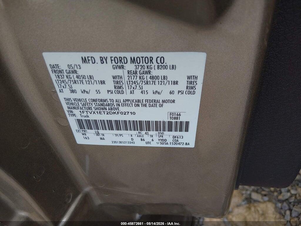 1FTVX1ET2DKF02710 2013 FORD F-150 photo no. 9