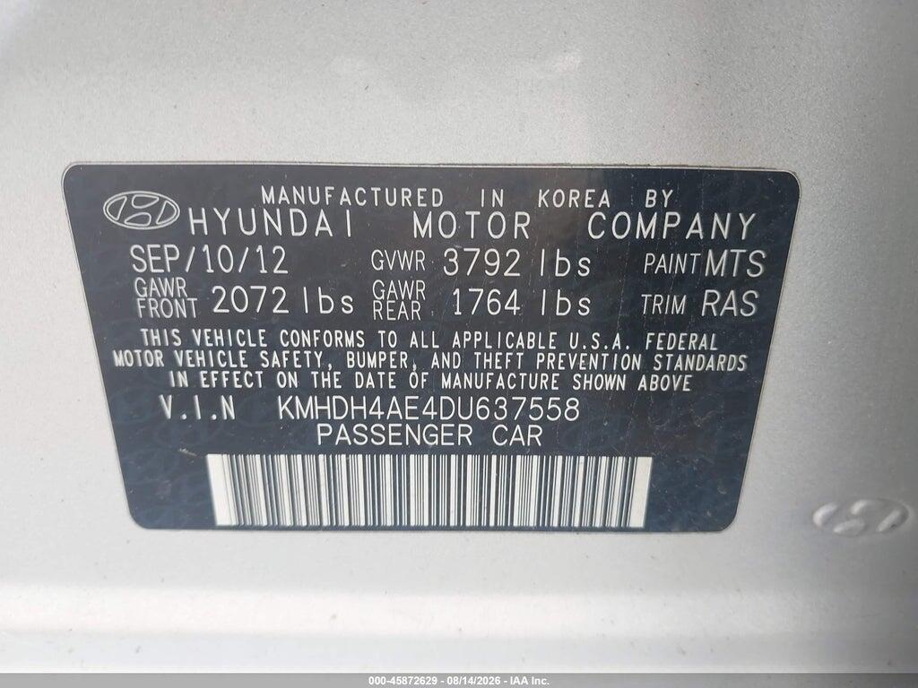 KMHDH4AE4DU637558 2013 HYUNDAI ELANTRA photo no. 9