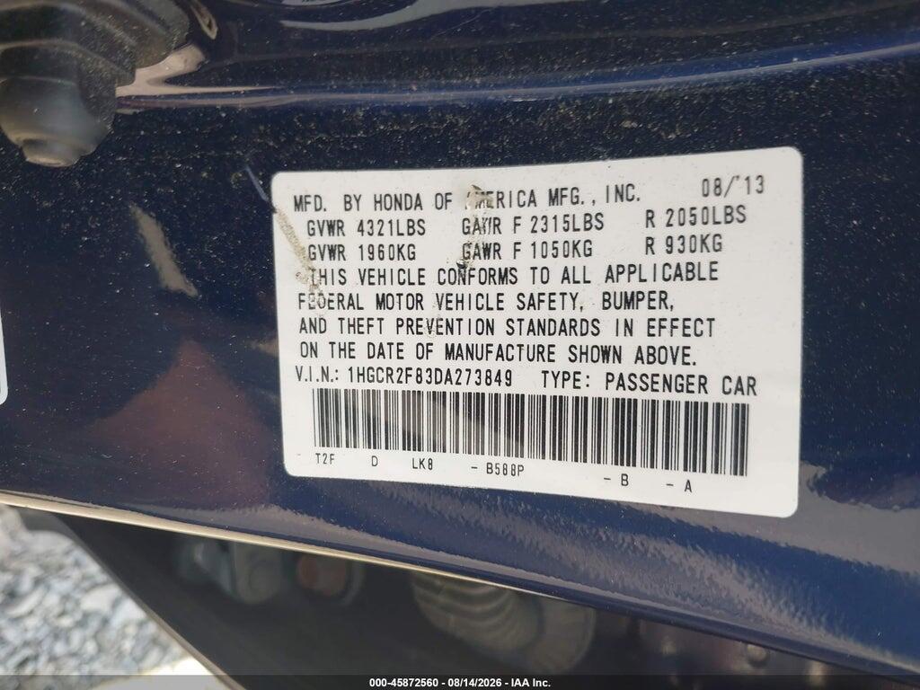 1HGCR2F83DA273849 2013 HONDA ACCORD photo no. 9