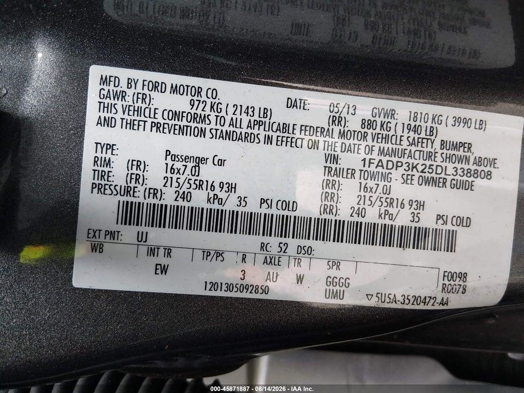 1FADP3K25DL338808 2013 FORD FOCUS photo no. 9