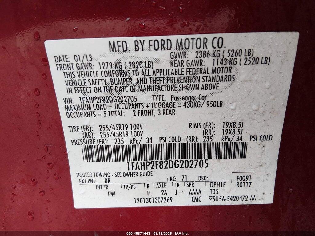 1FAHP2F82DG202705 2013 FORD TAURUS photo no. 9