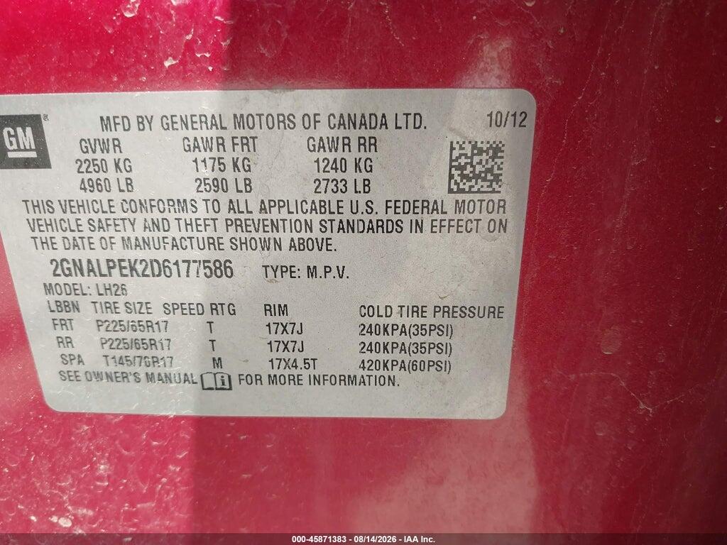 2GNALPEK2D6177586 2013 CHEVROLET EQUINOX photo no. 9