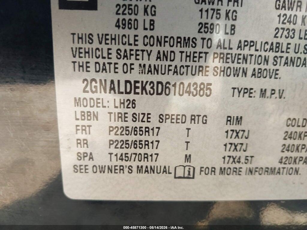 2GNALDEK3D6104385 2013 CHEVROLET EQUINOX photo no. 9
