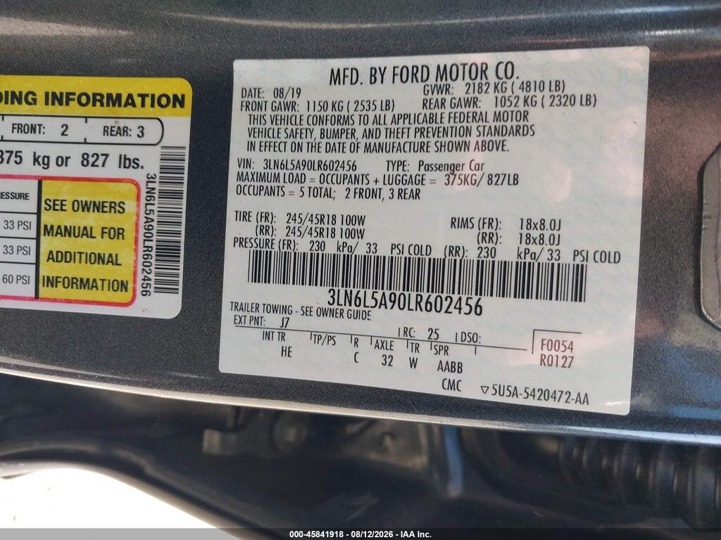 3LN6L5A90LR602456 2020 LINCOLN MKZ photo no. 9
