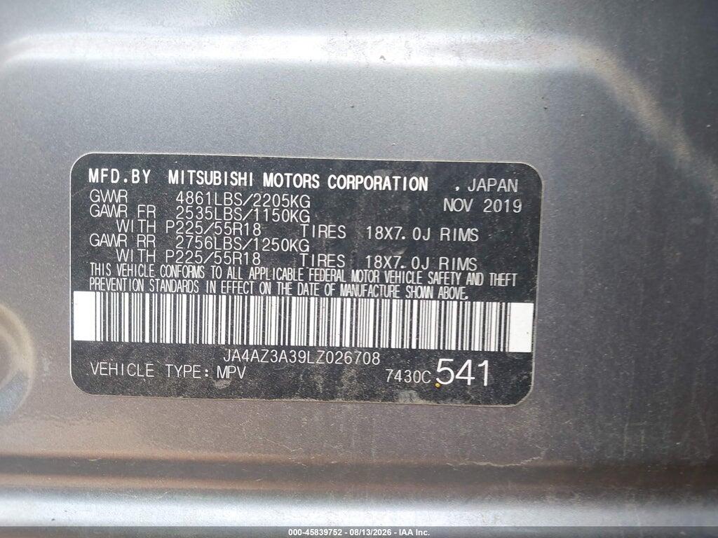 JA4AZ3A39LZ026708 2020 MITSUBISHI OUTLANDER photo no. 9