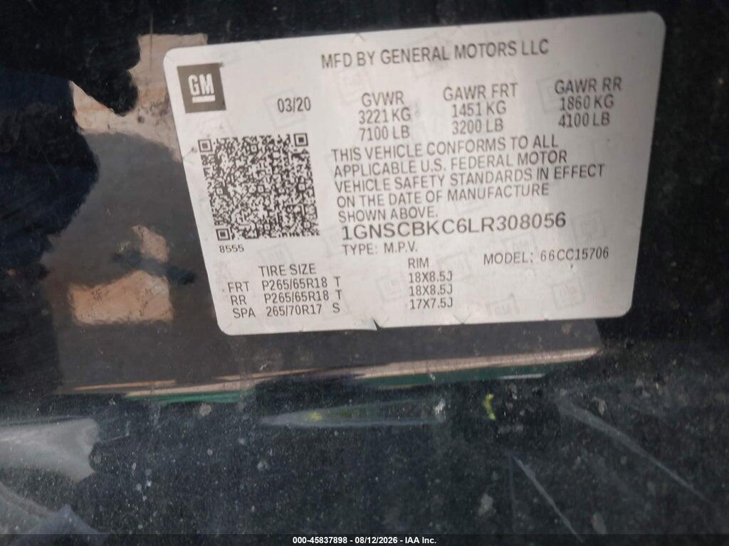 1GNSCBKC6LR308056 2020 CHEVROLET TAHOE photo no. 9