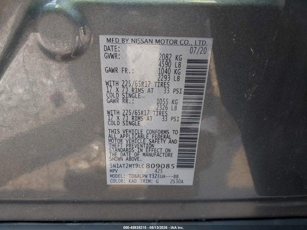 5N1AT2MT9LC809085 2020 NISSAN ROGUE photo no. 9