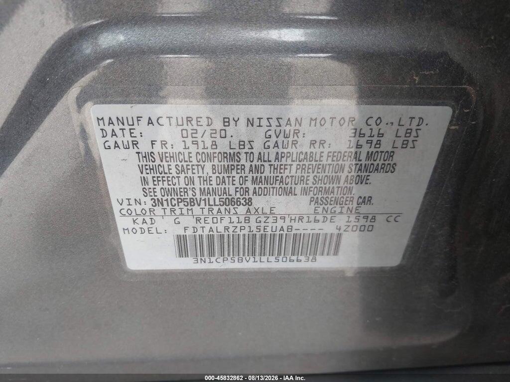 3N1CP5BV1LL506638 2020 NISSAN KICKS photo no. 9
