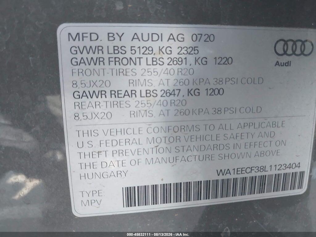 WA1EECF38L1123404 2020 AUDI Q3 photo no. 9