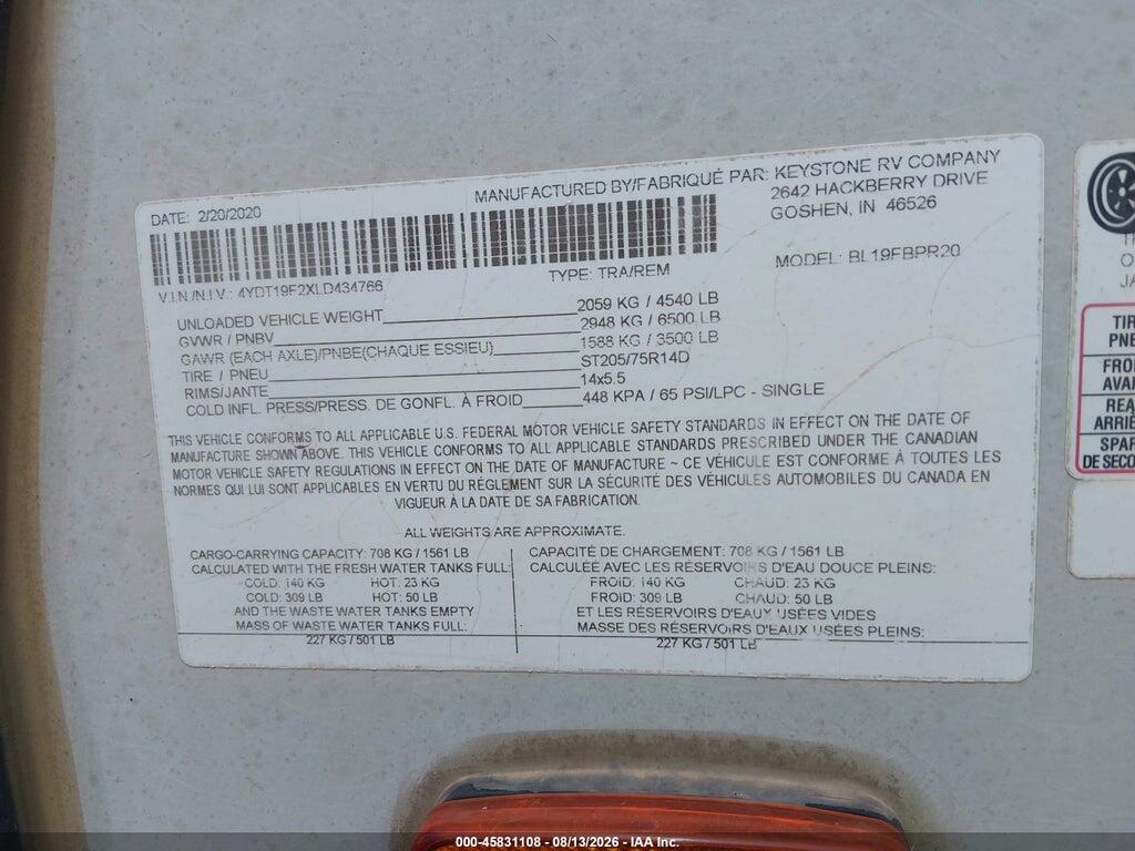 4YDT19F2XLD434766 2020 KEYSTONE BULLET PREMIER photo no. 9