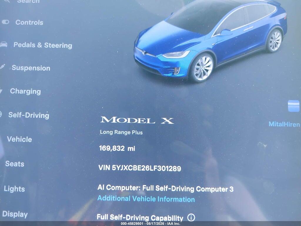 5YJXCBE26LF301289 2020 TESLA MODEL X photo no. 7