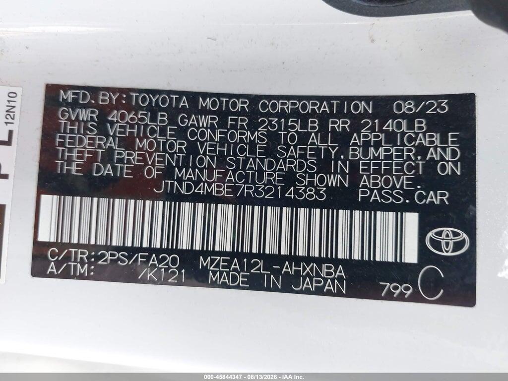 JTND4MBE7R3214383 2024 TOYOTA COROLLA photo no. 9