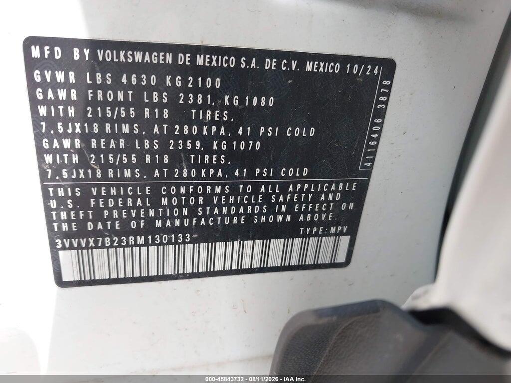 3VVVX7B23RM130133 2024 VOLKSWAGEN TAOS photo no. 9