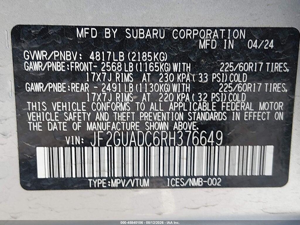 JF2GUADC6RH376649 2024 SUBARU CROSSTREK photo no. 9
