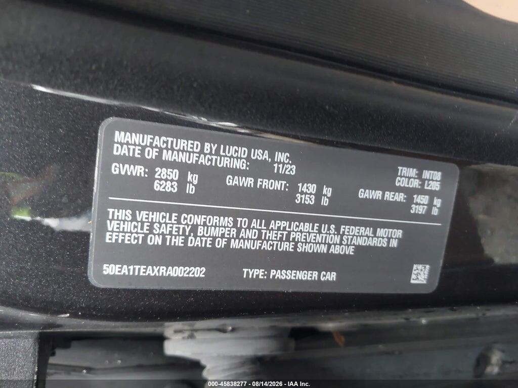 50EA1TEAXRA002202 2024 LUCID AIR photo no. 9