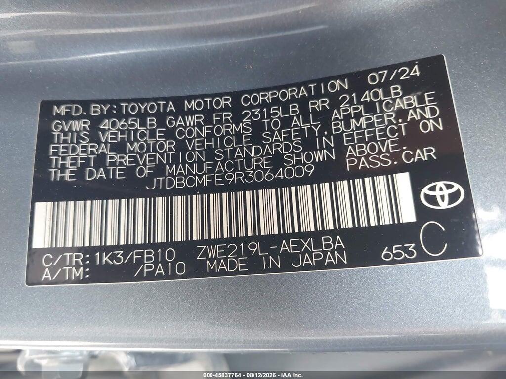 JTDBCMFE9R3064009 2024 TOYOTA COROLLA photo no. 9